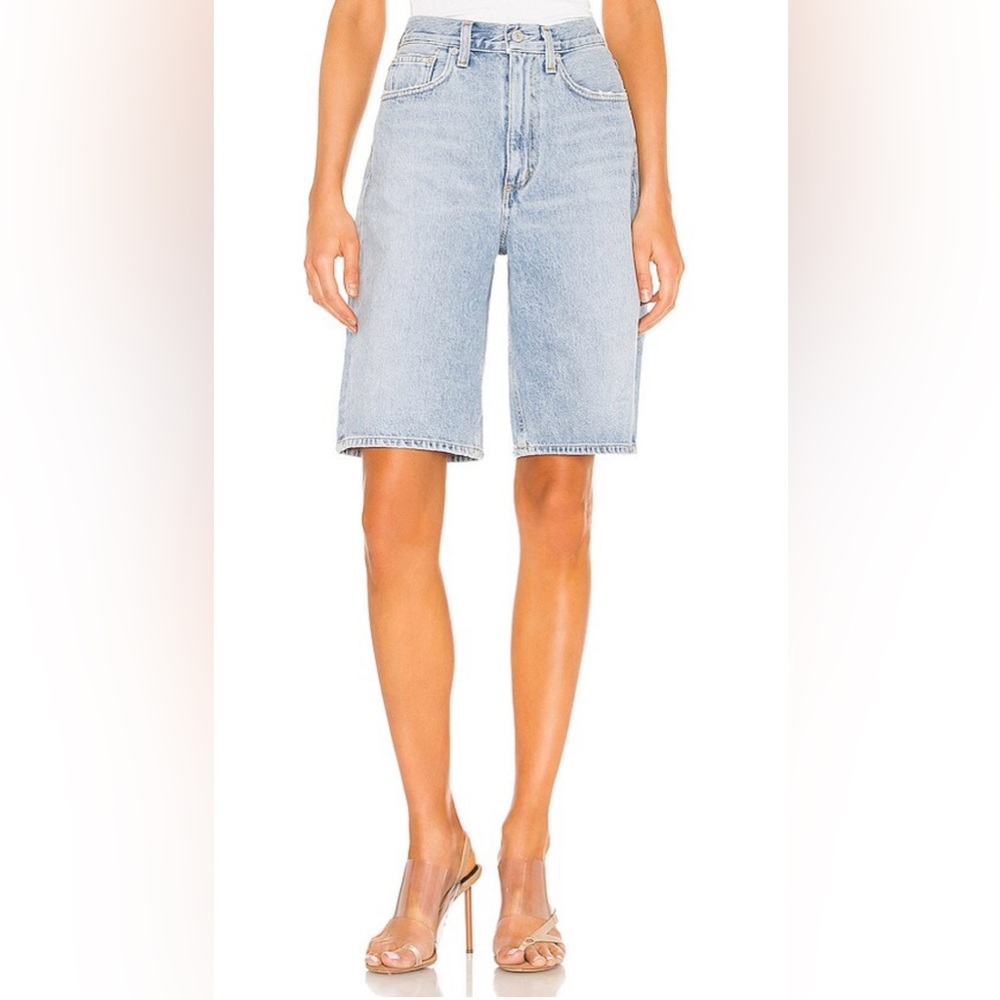 NWOT Revolve Agolde Lemon Culotte Shorts in Blue Wave Size 25 Organic Cotton